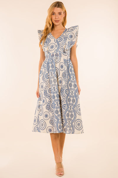 Providence Eyelet Midi Dress - Blue
