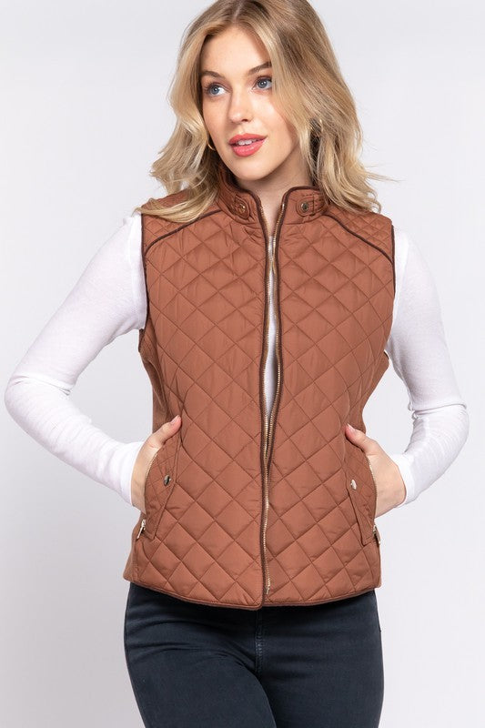 Quilted Vest - Camel