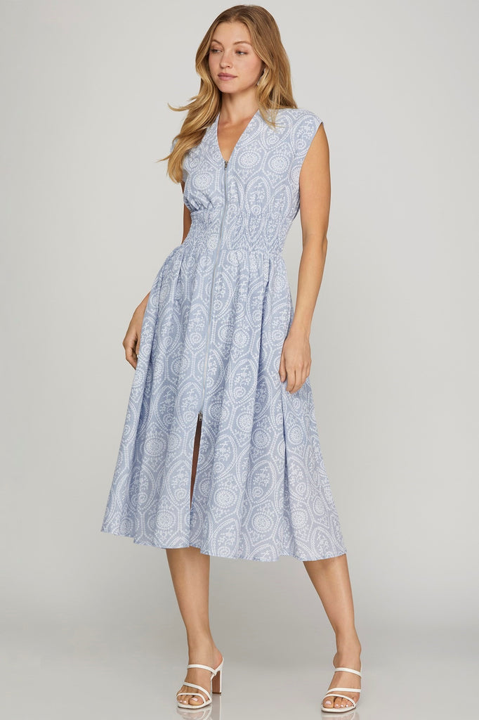 Cape May Embroidered Maxi Dress - Blue