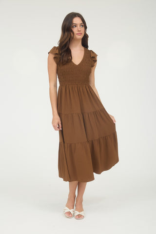 Autumn Whisper Maxi Dress - Dark Brown