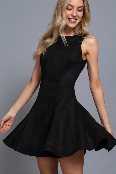 Falling For Suede Dress - Black