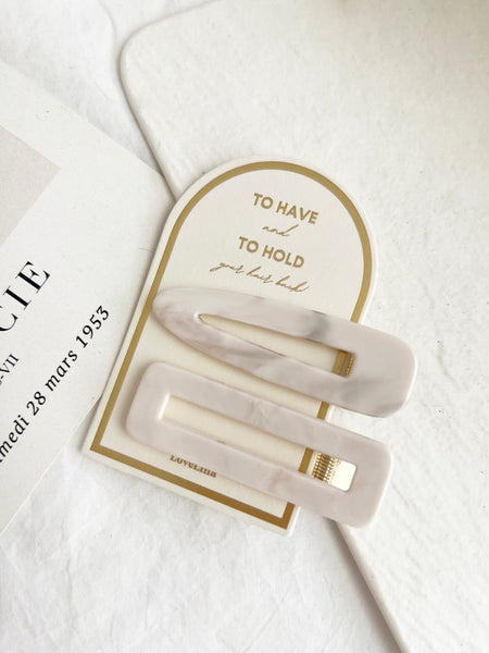 Dree Alligator Barette Clips - Marble