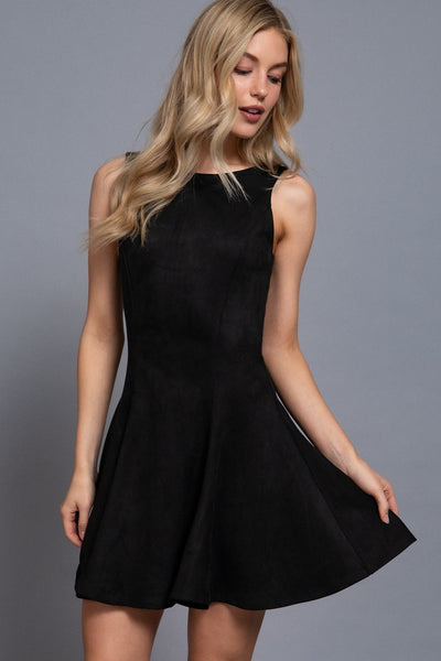 Falling For Suede Dress - Black