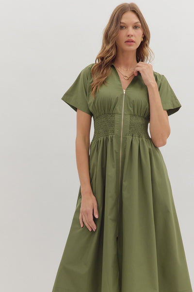 Raina Midi Dress - Olive