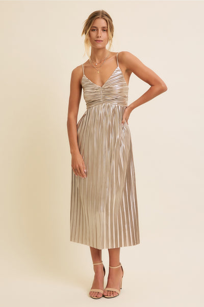 Time To Shine Midi Dress - Champagne