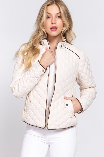 Diamond Quilted Jacket - Ivory
