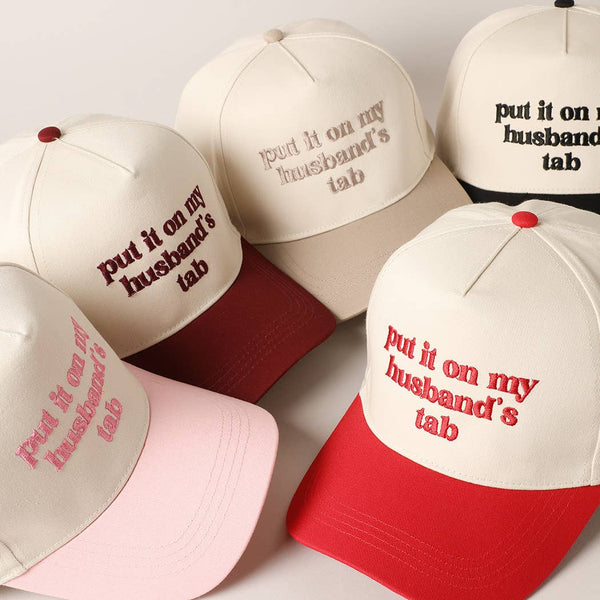 Put It On My Husband's Tab Canvas Hat - Beige