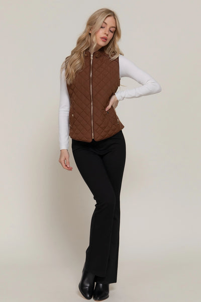 Diamond Quilted Vest-Hazelnut