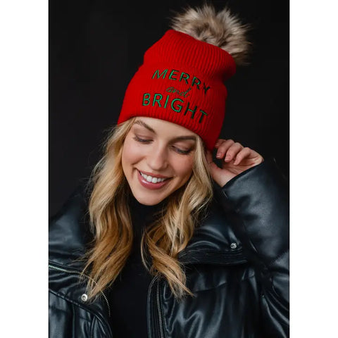 Merry&Bright Pom Pom Hat - Red/Green