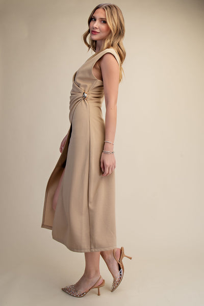 Moonlight Midi Dress-Taupe