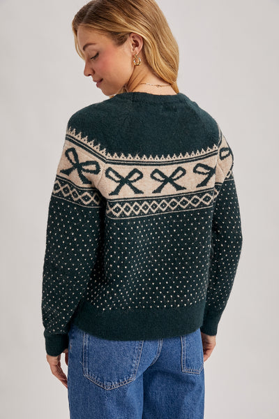 The Merry Bow Sweater - Green