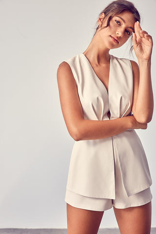 Wild Side Romper Dress - Cream