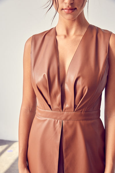 Wild Side Romper Dress - Brown