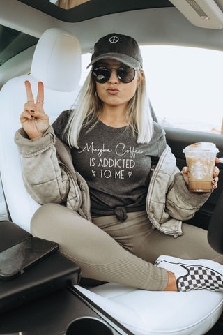 Maybe Coffee Is Addicted Tee - Gray