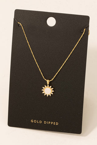 Gold Dipped Sun Pendant Necklace