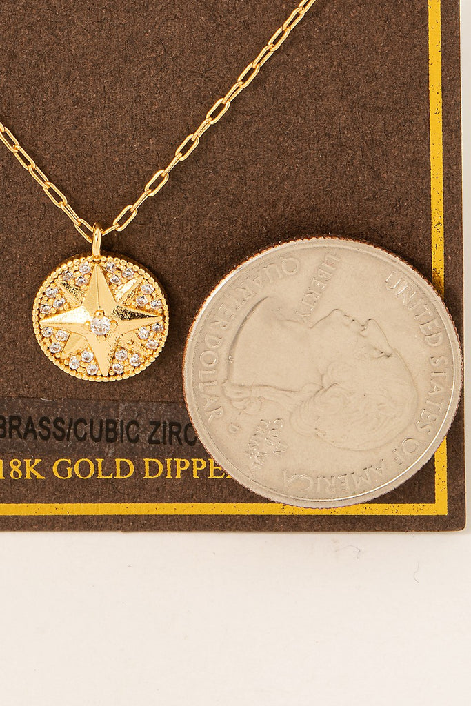 Gold Dipped North Star Coin Necklace 3 Sisters