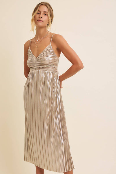 Time To Shine Midi Dress - Champagne