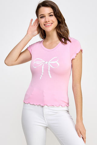 Bow Time Tee - Baby Pink