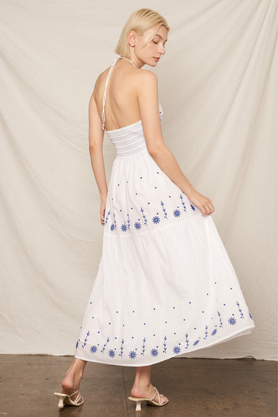 Mykonos Maxi Dress - White Blue