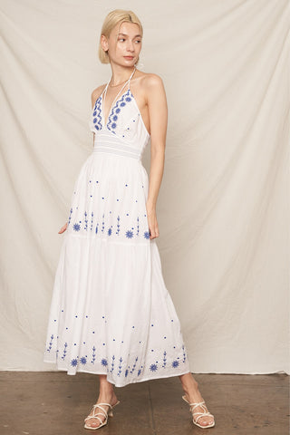 Mykonos Maxi Dress - White Blue