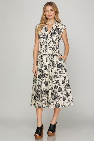 Floral Zipper Maxi Dress