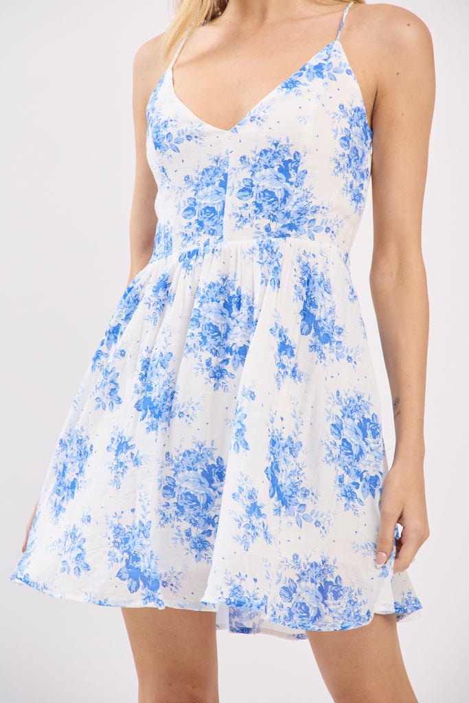 madison floral mini dress Adjustable Straps Button Up Sleeveless Linen Square Neck, Madison Lace Trim Floral Mini Dress in Pink, Size XS,