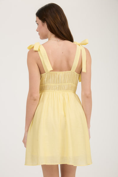 Whispering Ruffle Dress - Light Yellow