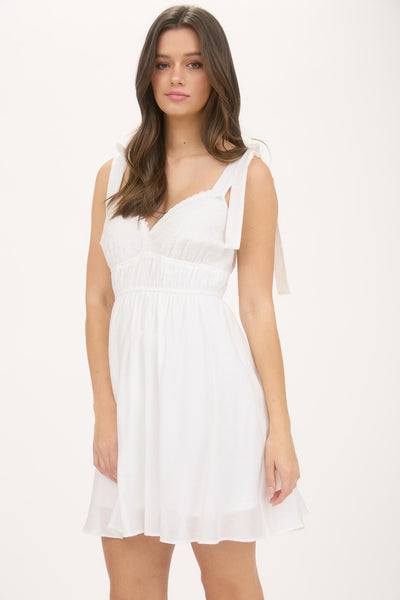 Whispering Ruffle Dress - White