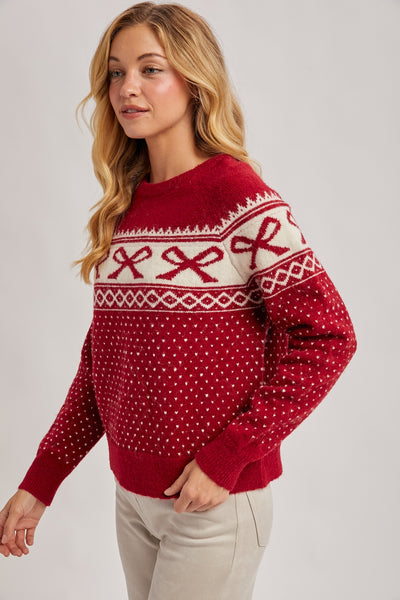 The Merry Bow Sweater - Red