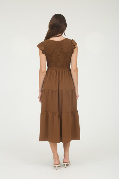 Autumn Whisper Maxi Dress - Dark Brown