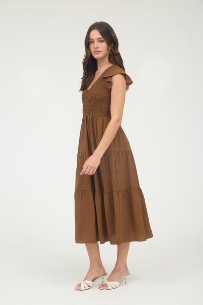 Autumn Whisper Maxi Dress - Dark Brown