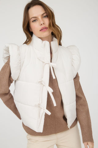 Snow Bow Vest-Cream