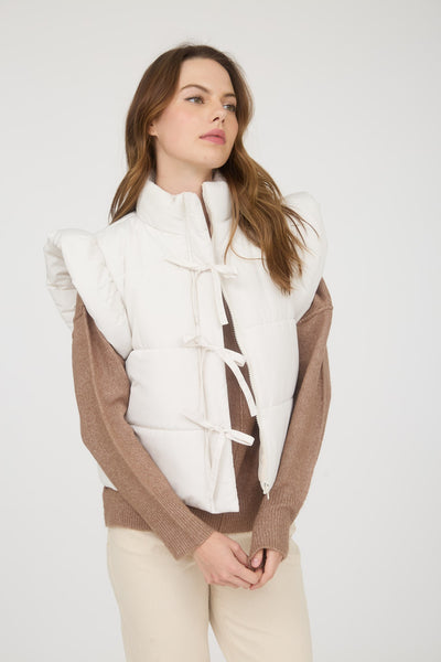 Snow Bow Vest-Cream