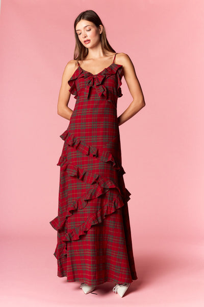 The Winterberry Plaid Maxi Dress