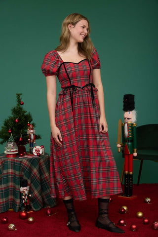 Merry Tartan Maxi Dress - Red Multi