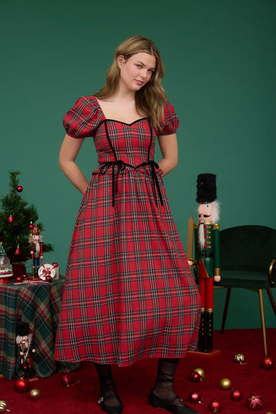 Merry Tartan Maxi Dress - Red Multi