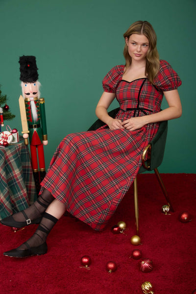 Merry Tartan Maxi Dress - Red Multi