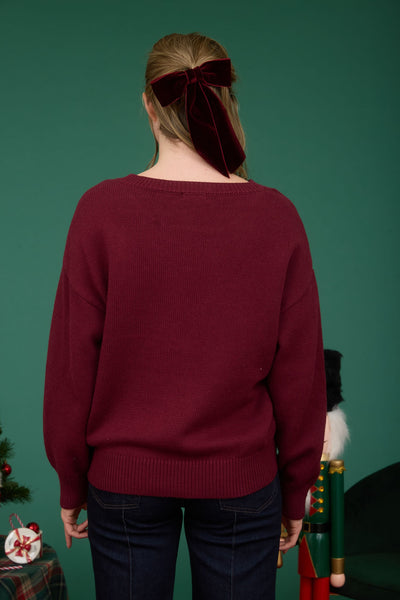 Cuddle Bear Sweater - Burgundy