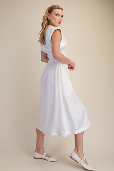 Belle Zipper Maxi Dress-White