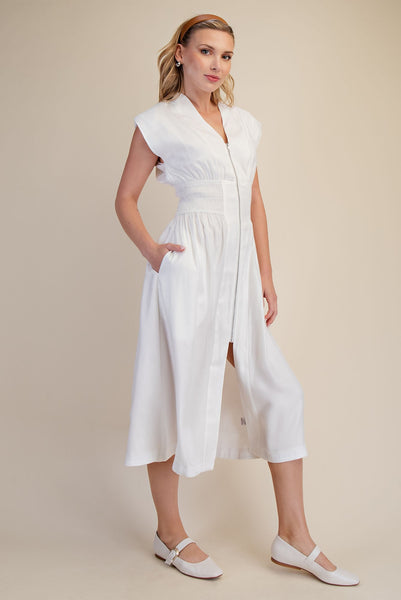Belle Zipper Maxi Dress-White
