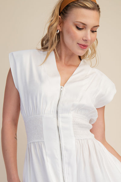 Belle Zipper Maxi Dress-White