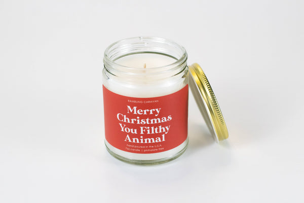 Merry Christmas You Filthy Animal Candle