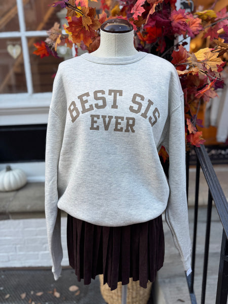 Best Sis Collegiate Crew - Oat Heather