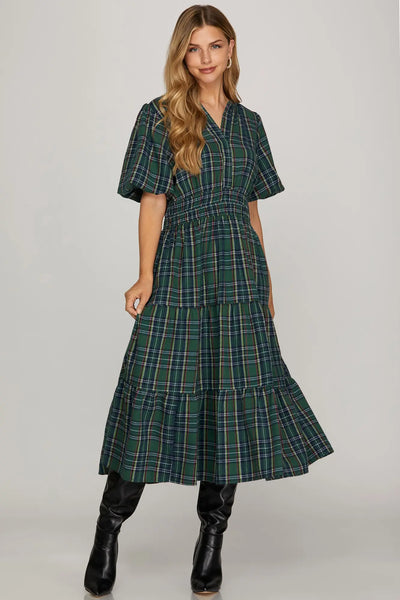Holiday Heritage Plaid Dress - Green