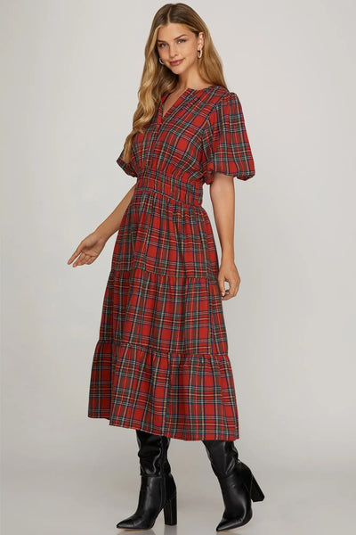 Holiday Heritage Plaid Dress - Red