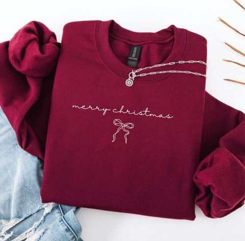 Merry Xmas Teddy Bear Sweatshirt - Maroon