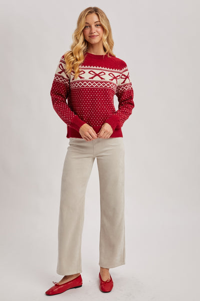 The Merry Bow Sweater - Red