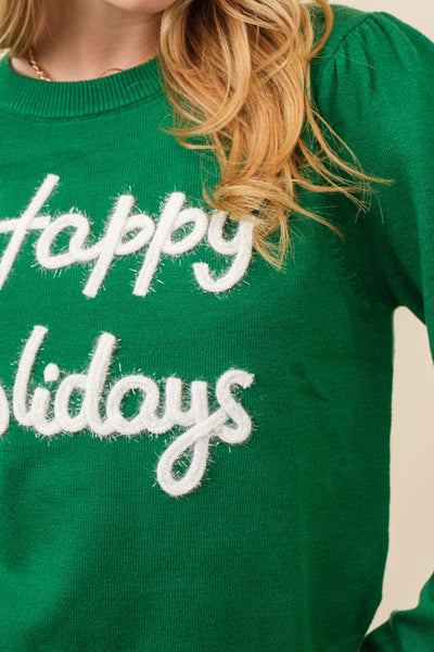 Happy Holidays Tinseltown Sweater - Green