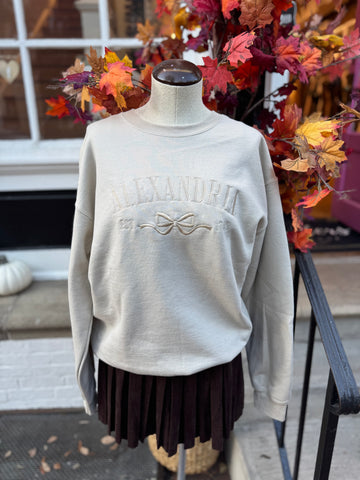 Alexandria Emroidered Bow Sweatshirt - Sand