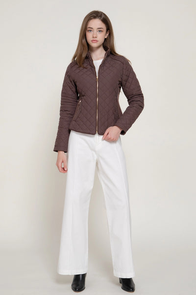 Diamond Quilted Jacket - Chocolate